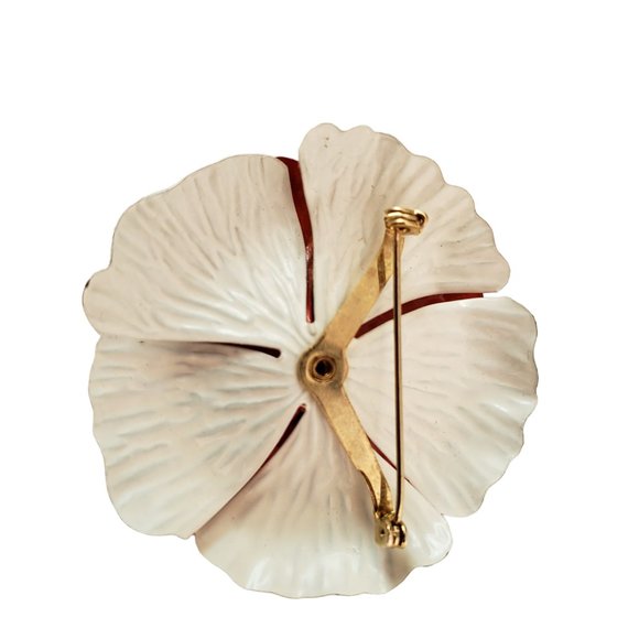 Vintage Red & White Enamel Poppy Pin Flower Brooch Remembrance Retro 60s - Picture 4 of 5